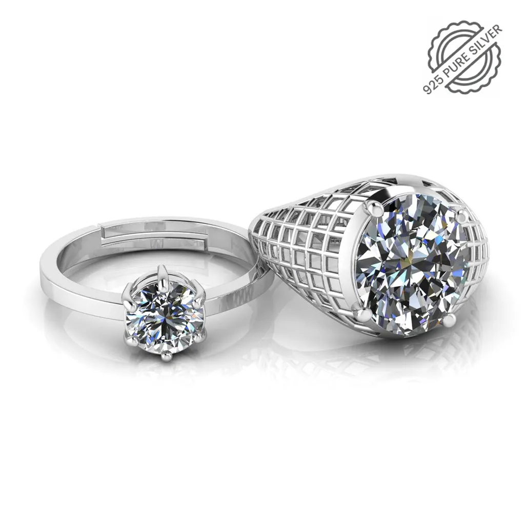 Pure 925 Silver Glamira Jonasia Solitaire Special Couple's Ring