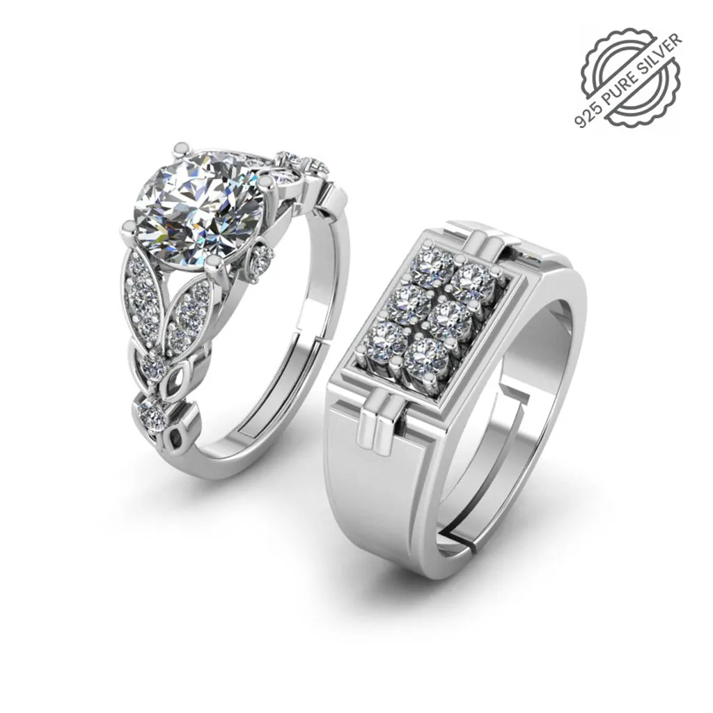 Pure 925 Silver Hip Hop Austrian Special Couples Ring