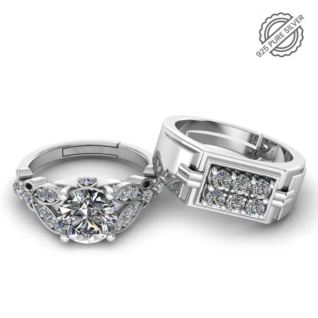 Pure 925 Silver Hip Hop Austrian Special Couples Ring