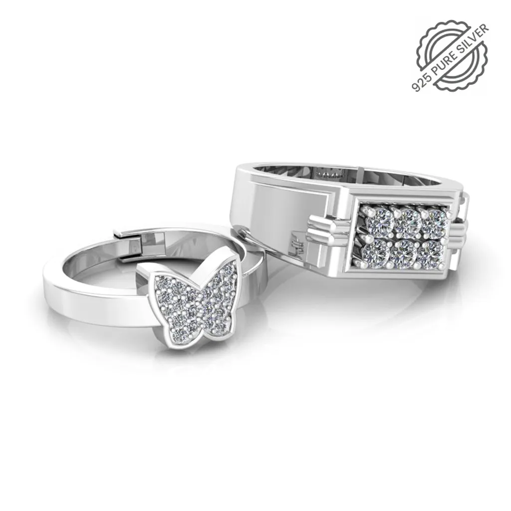Pure 925 Silver Hip Hop Butterfly Special Couples Ring