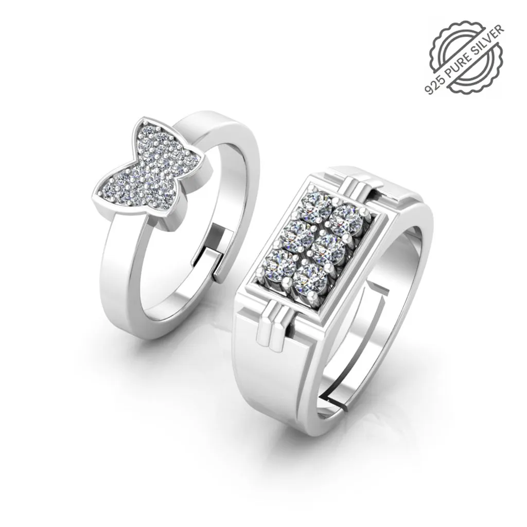 Pure 925 Silver Hip Hop Butterfly Special Couples Ring