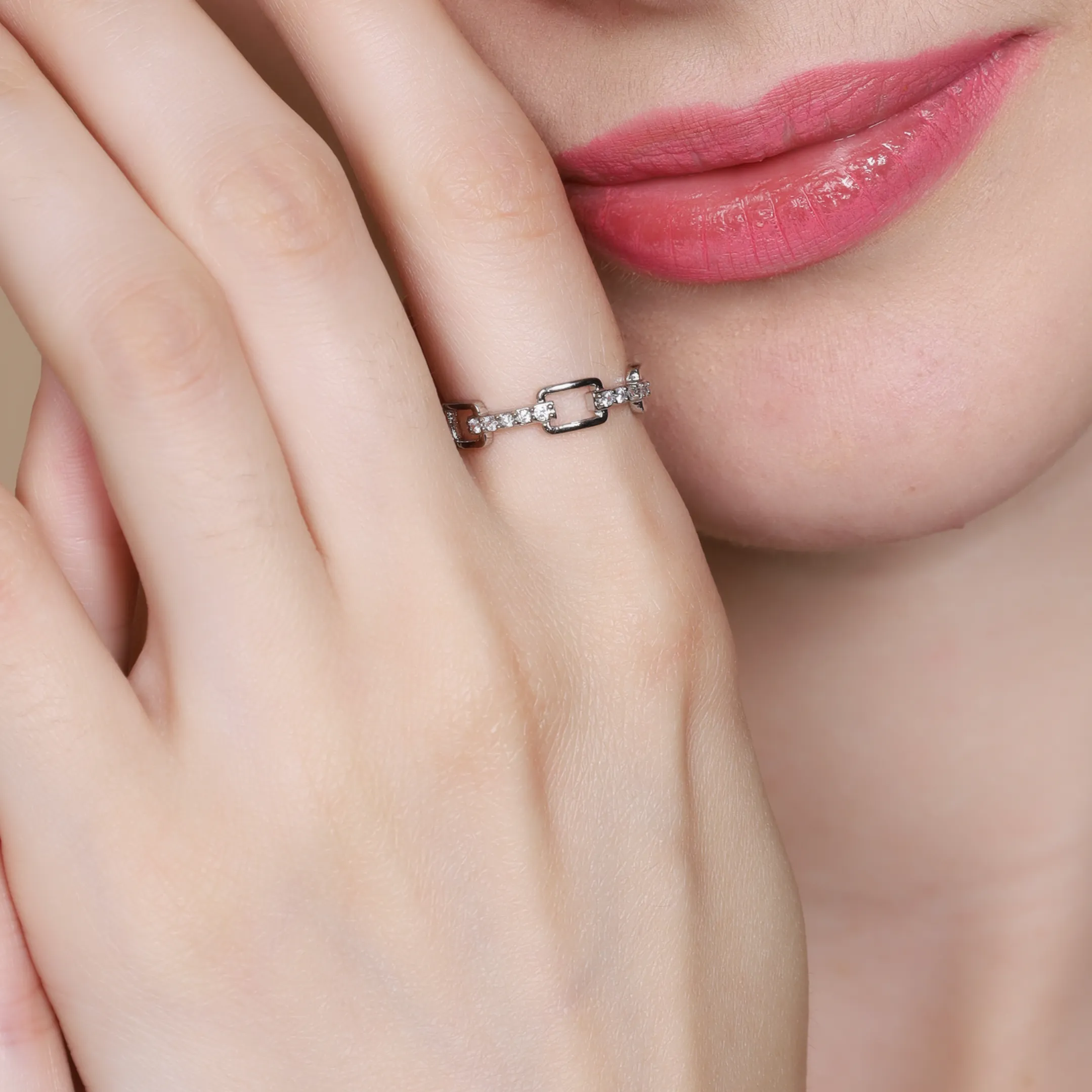 Pure 925 Silver Hip Hop minimal zircon Couples Ring