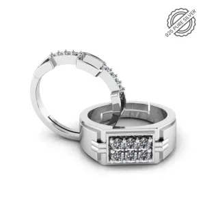 Pure 925 Silver Hip Hop minimal zircon Couples Ring
