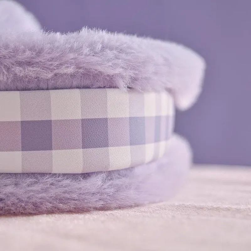 Purple Plush Plaid Handbag