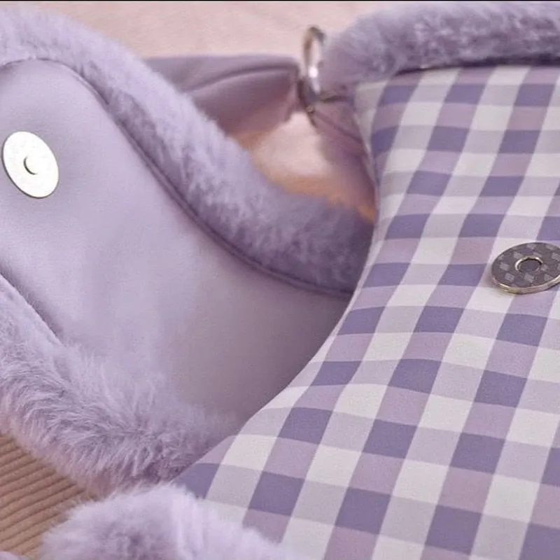 Purple Plush Plaid Handbag