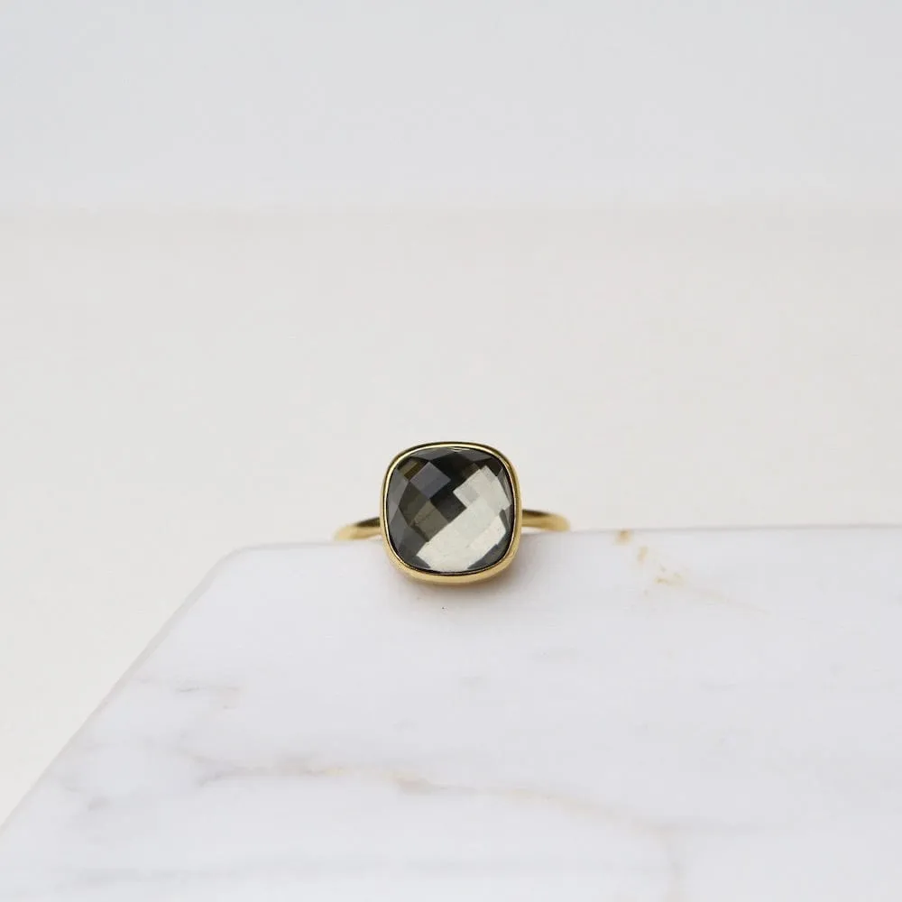 Pyrite Asha Square Adjustable Ring