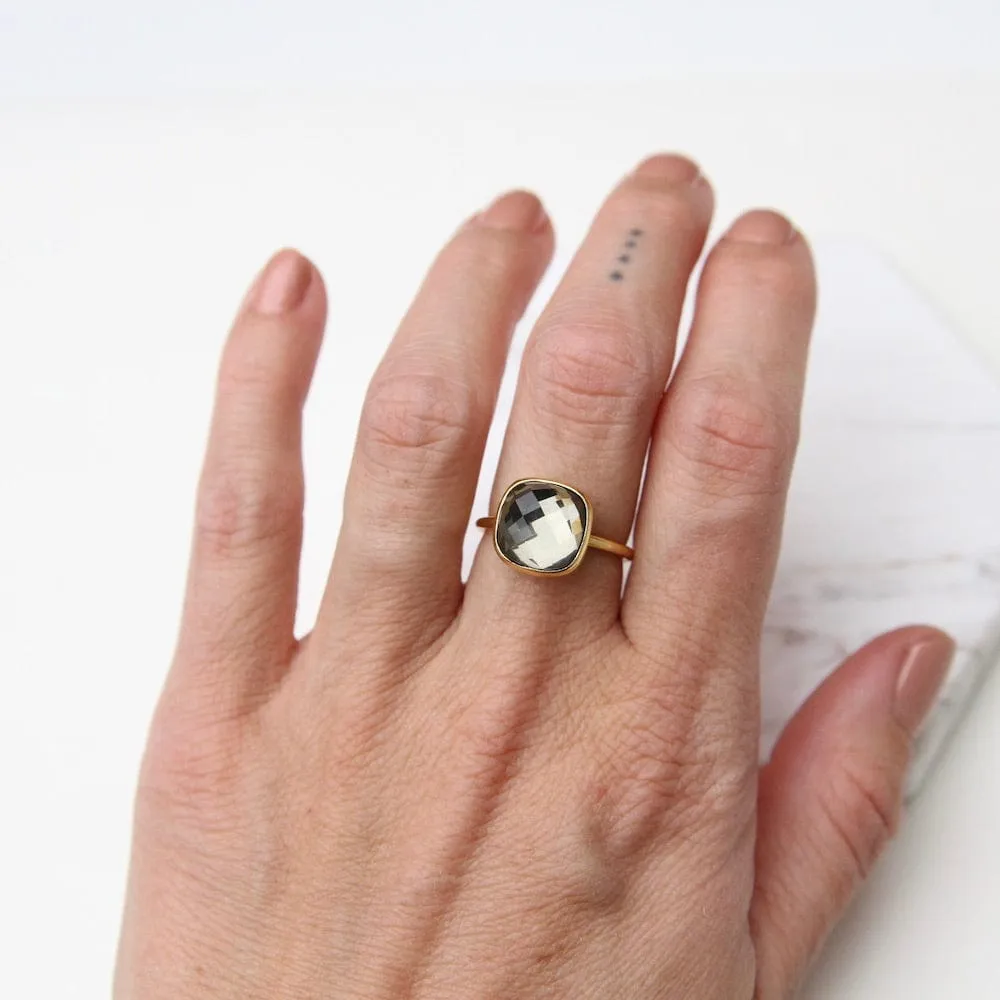 Pyrite Asha Square Adjustable Ring