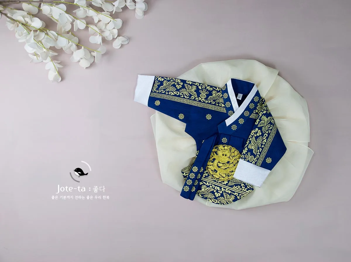 Queen Style Baby Hanbok Girl in Navy