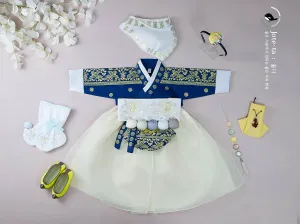 Queen Style Baby Hanbok Girl in Navy