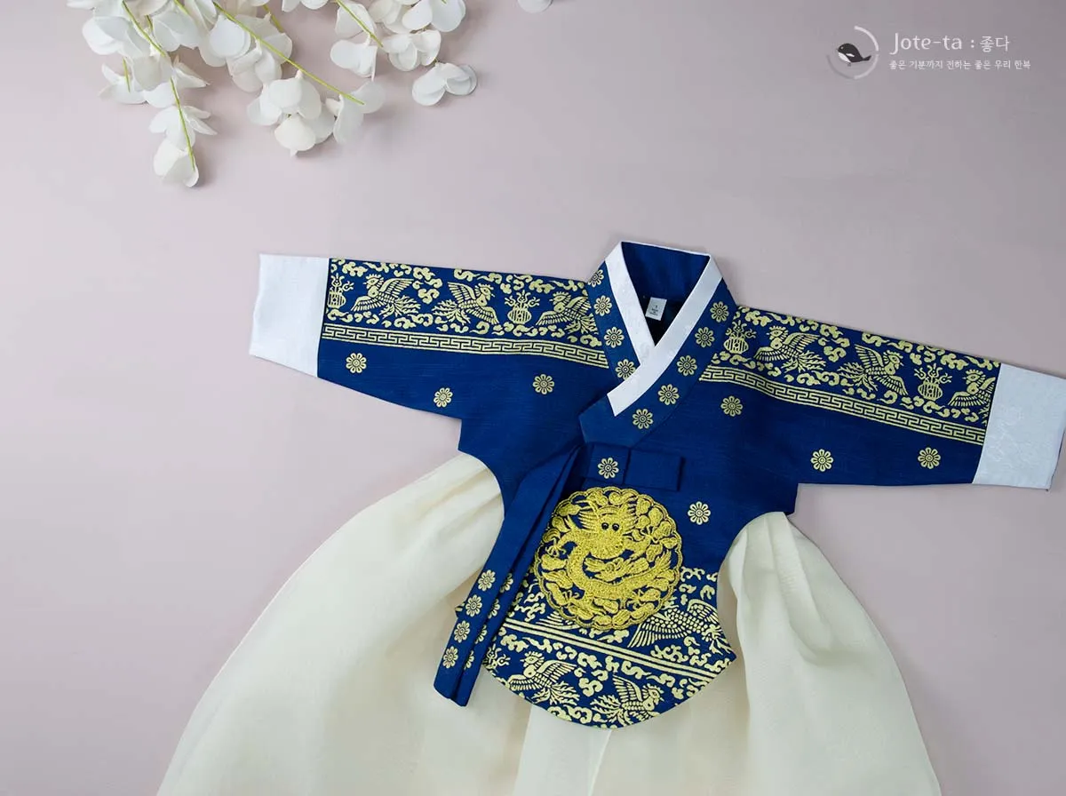Queen Style Baby Hanbok Girl in Navy