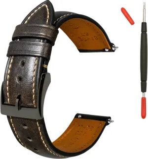Quick Release Leather Watch Bands 14mm 16mm 18mm 19mm 20mm 21mm 22mm 24mm,Vintage Oil Wax-Tanned Leather Watch Straps Men's Watch Band Replacement Watch Strap for Men Women