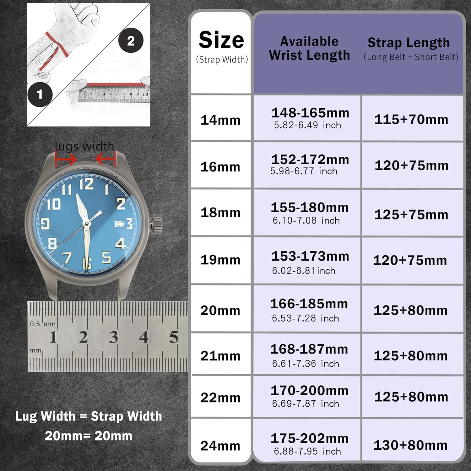 Quick Release Leather Watch Bands 14mm 16mm 18mm 19mm 20mm 21mm 22mm 24mm,Vintage Oil Wax-Tanned Leather Watch Straps Men's Watch Band Replacement Watch Strap for Men Women
