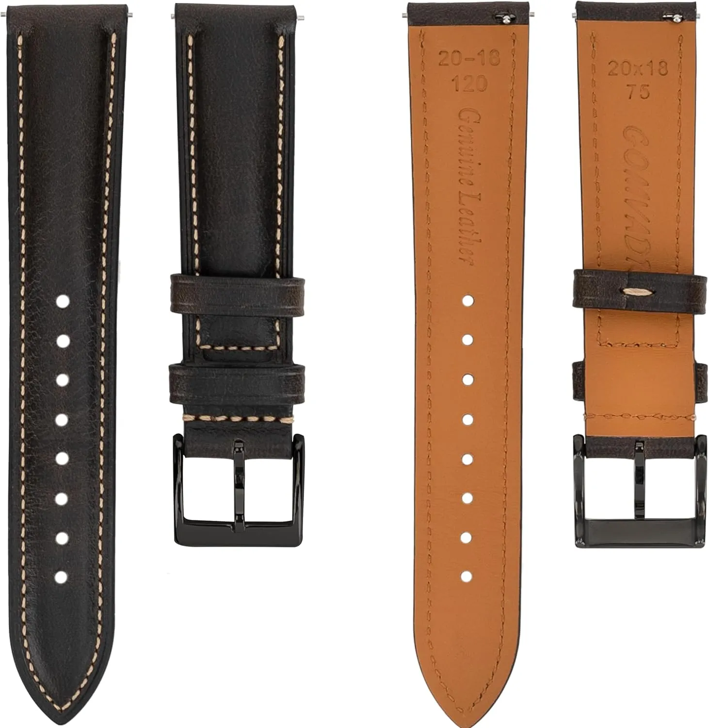Quick Release Leather Watch Bands 14mm 16mm 18mm 19mm 20mm 21mm 22mm 24mm,Vintage Oil Wax-Tanned Leather Watch Straps Men's Watch Band Replacement Watch Strap for Men Women