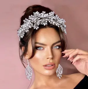 "Belladonna" - Silver Cubic Zirconia and Pearl Bridal Hair Accessory