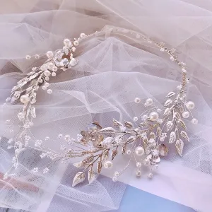 "Beth" - Silver Pearl and Crystal Bridal Headband