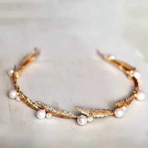 "Finley" - Gold Freshwater Pearl Bridal Headband