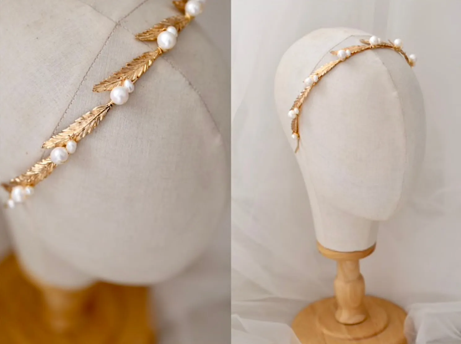 "Finley" - Gold Freshwater Pearl Bridal Headband