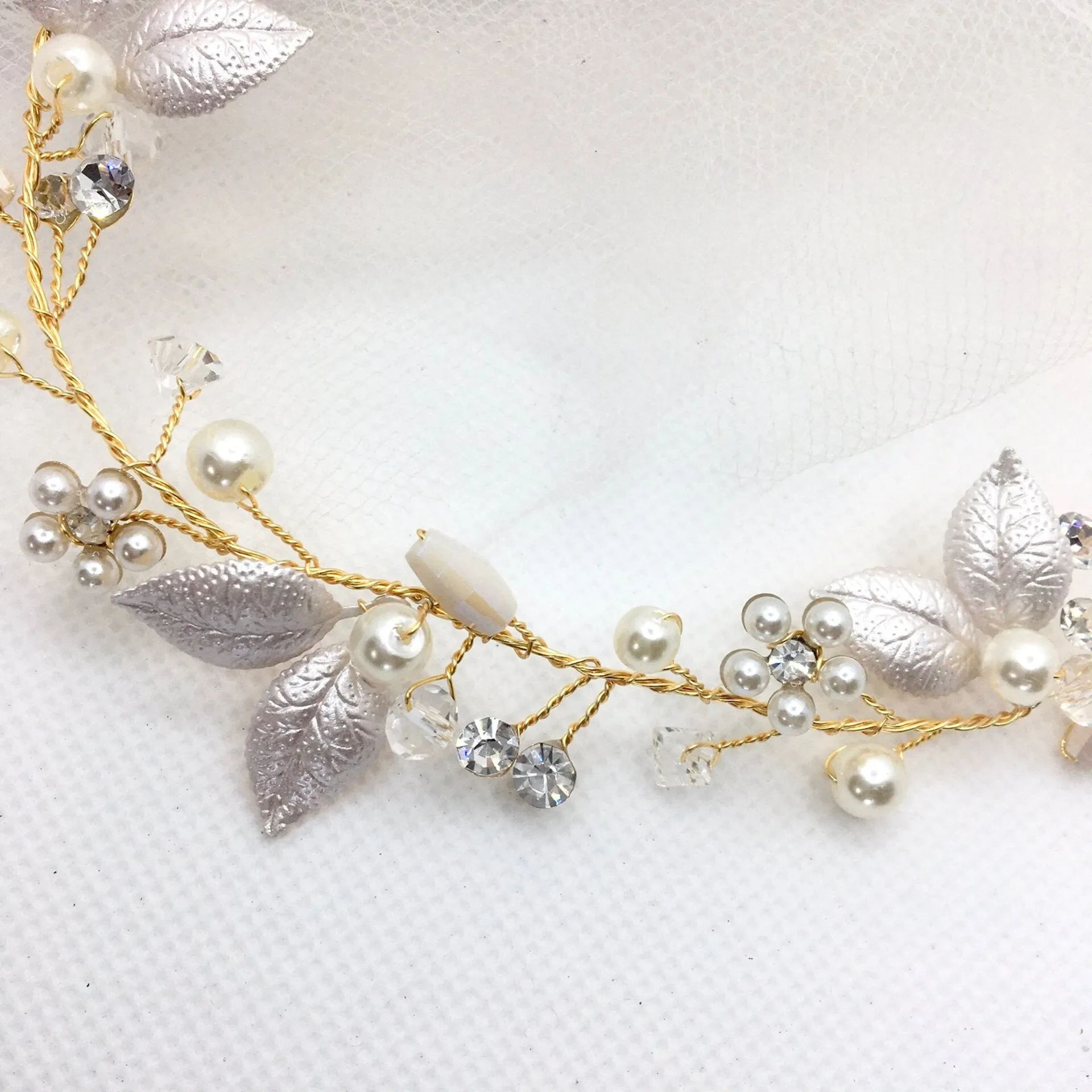"Gladys" - Romantic Floral Bridal Headband / Hair Vine
