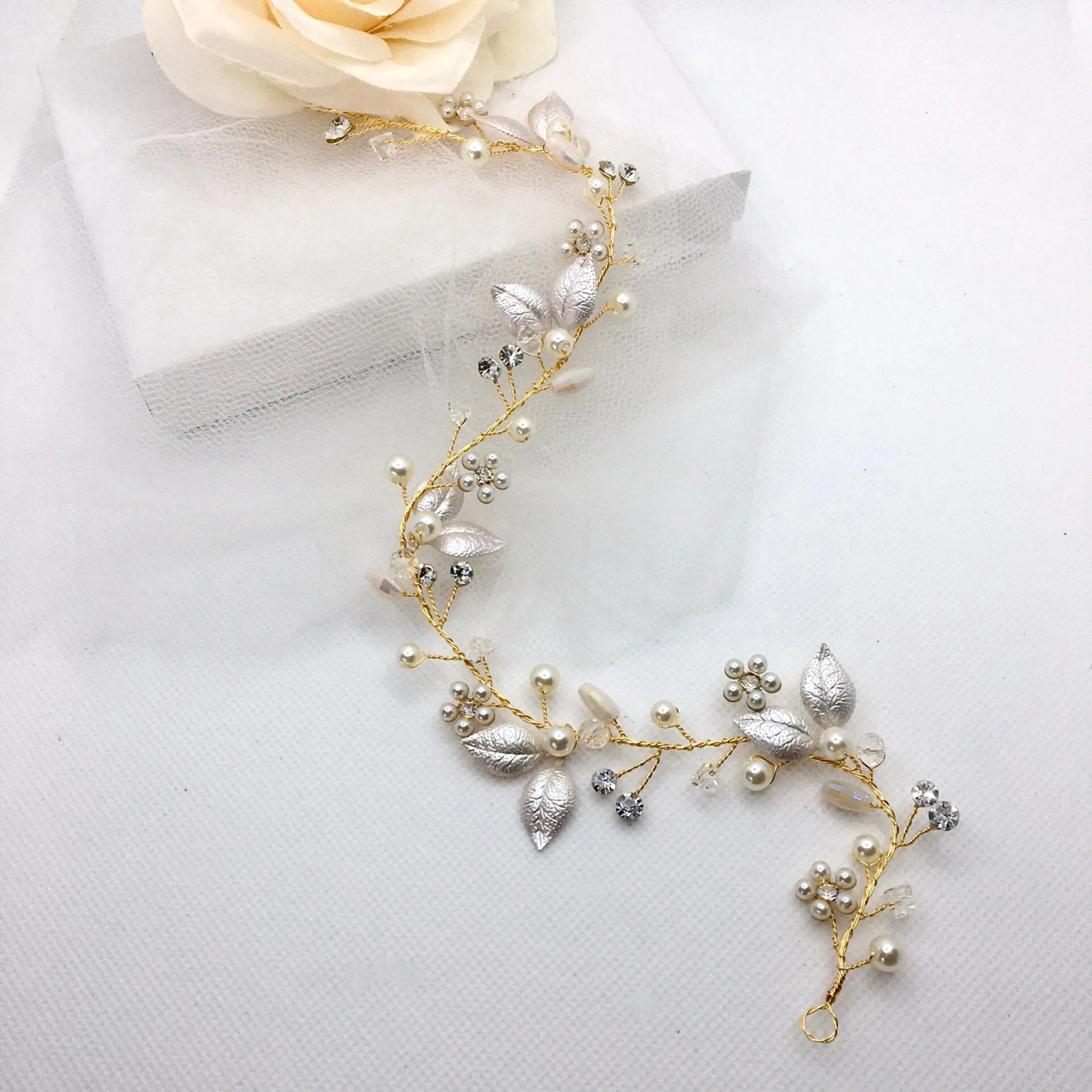 "Gladys" - Romantic Floral Bridal Headband / Hair Vine