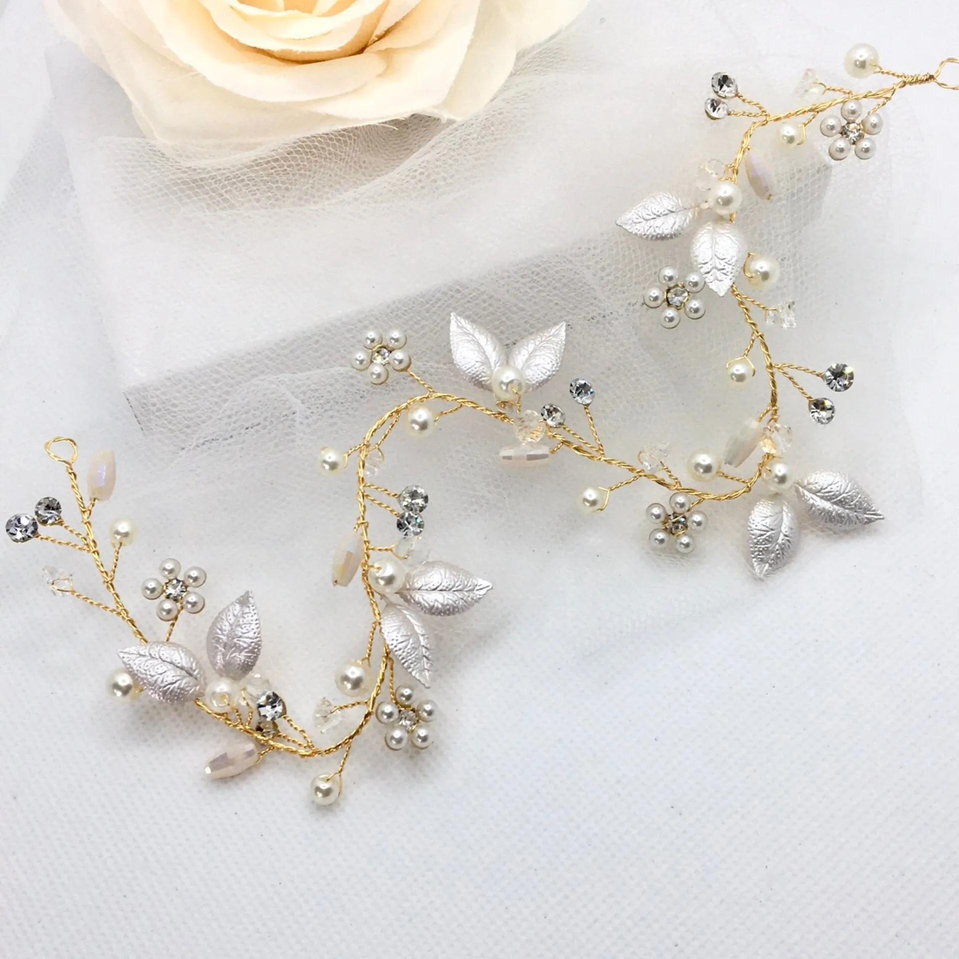 "Gladys" - Romantic Floral Bridal Headband / Hair Vine