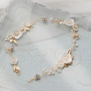 "Jolie" - Gold Opal and Pearl Bridal Headband