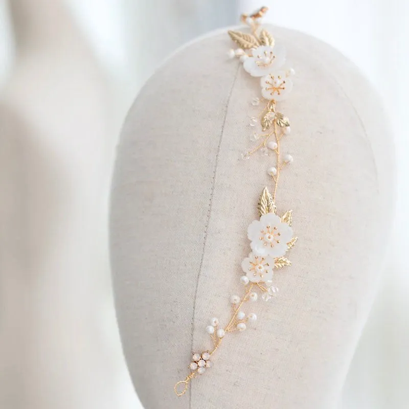 "Jolie" - Gold Opal and Pearl Bridal Headband