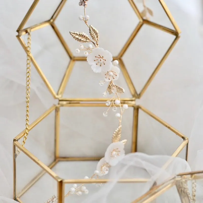 "Jolie" - Gold Opal and Pearl Bridal Headband