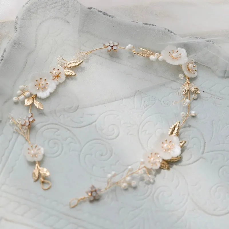 "Jolie" - Gold Opal and Pearl Bridal Headband