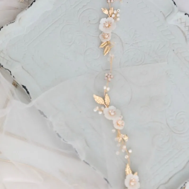 "Jolie" - Gold Opal and Pearl Bridal Headband