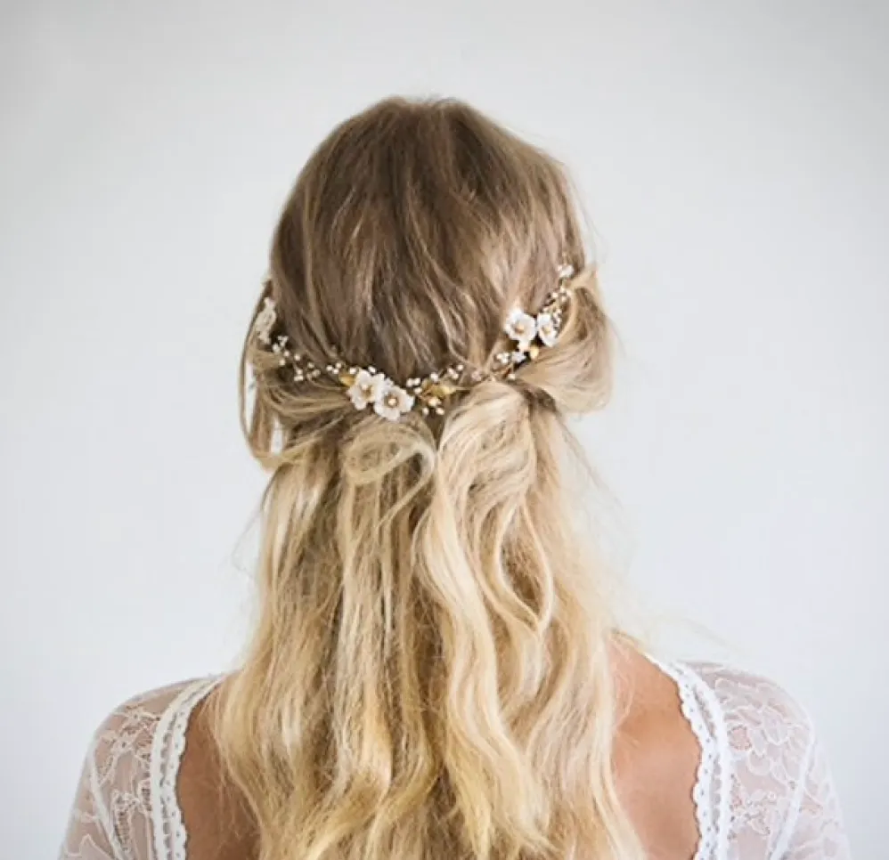 "Jolie" - Gold Opal and Pearl Bridal Headband