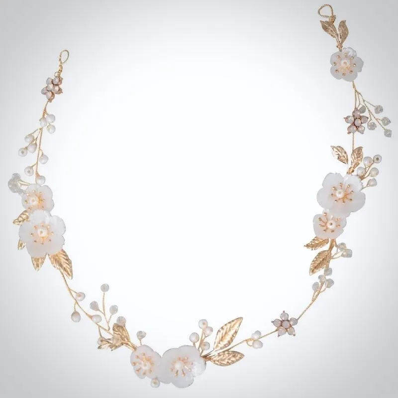 "Jolie" - Gold Opal and Pearl Bridal Headband