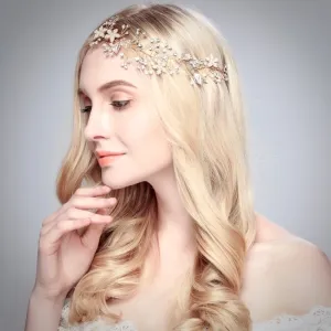 "Lucinda" - Pearl and Crystal Bridal Headband - Available in Silver, Rose Gold and Yellow Gold
