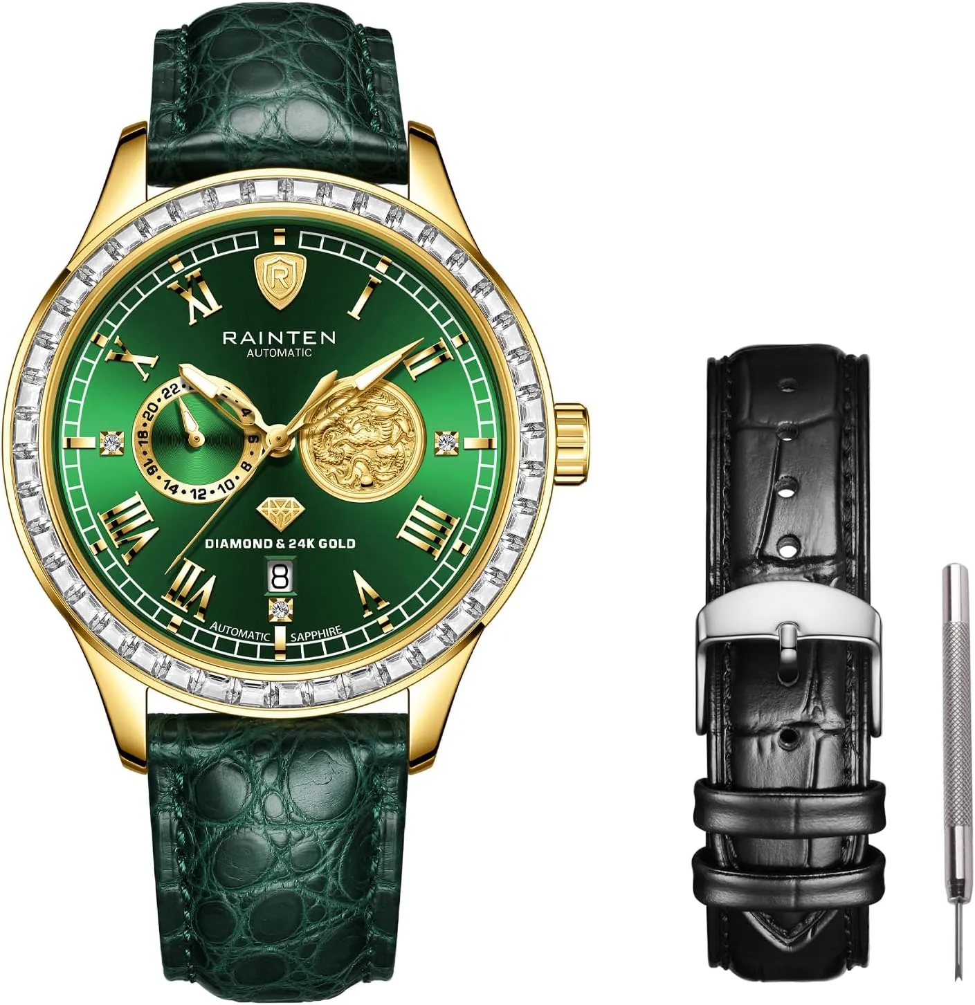 R9001 Men's Wrist Watches, Luxury Mechanical Automatic Watches for Men   Genuine Watch Bands for Men Watch Straps for Men