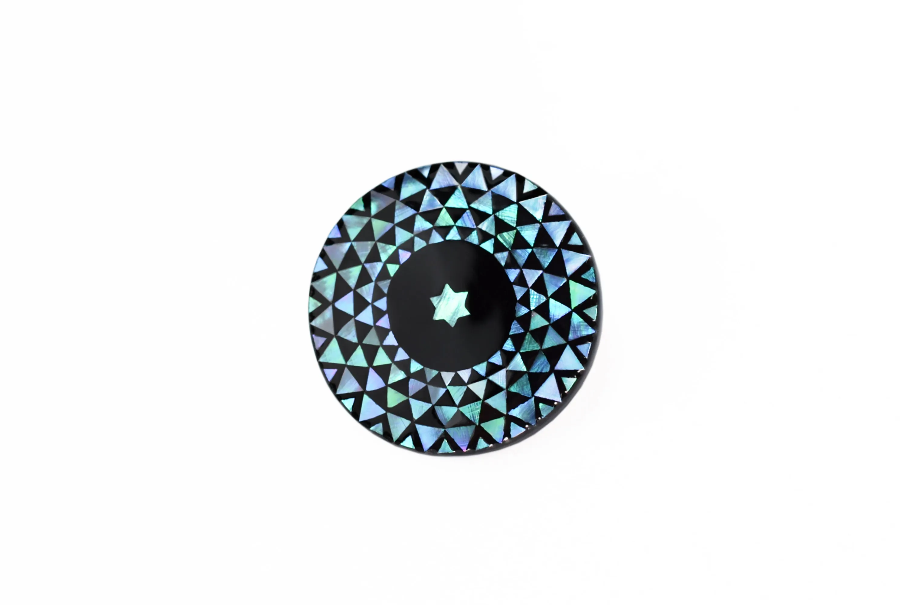 Raden Brooch - Geometry / Green Color / Medium Size-, Japanese Lacquer Jewelry, Kyoto Jewelry