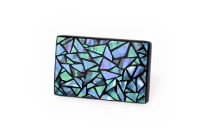 Raden Brooch - Stained Glass Style / Green Color / Large Size-, Japanese Lacquer Jewelry, Kyoto Jewelry