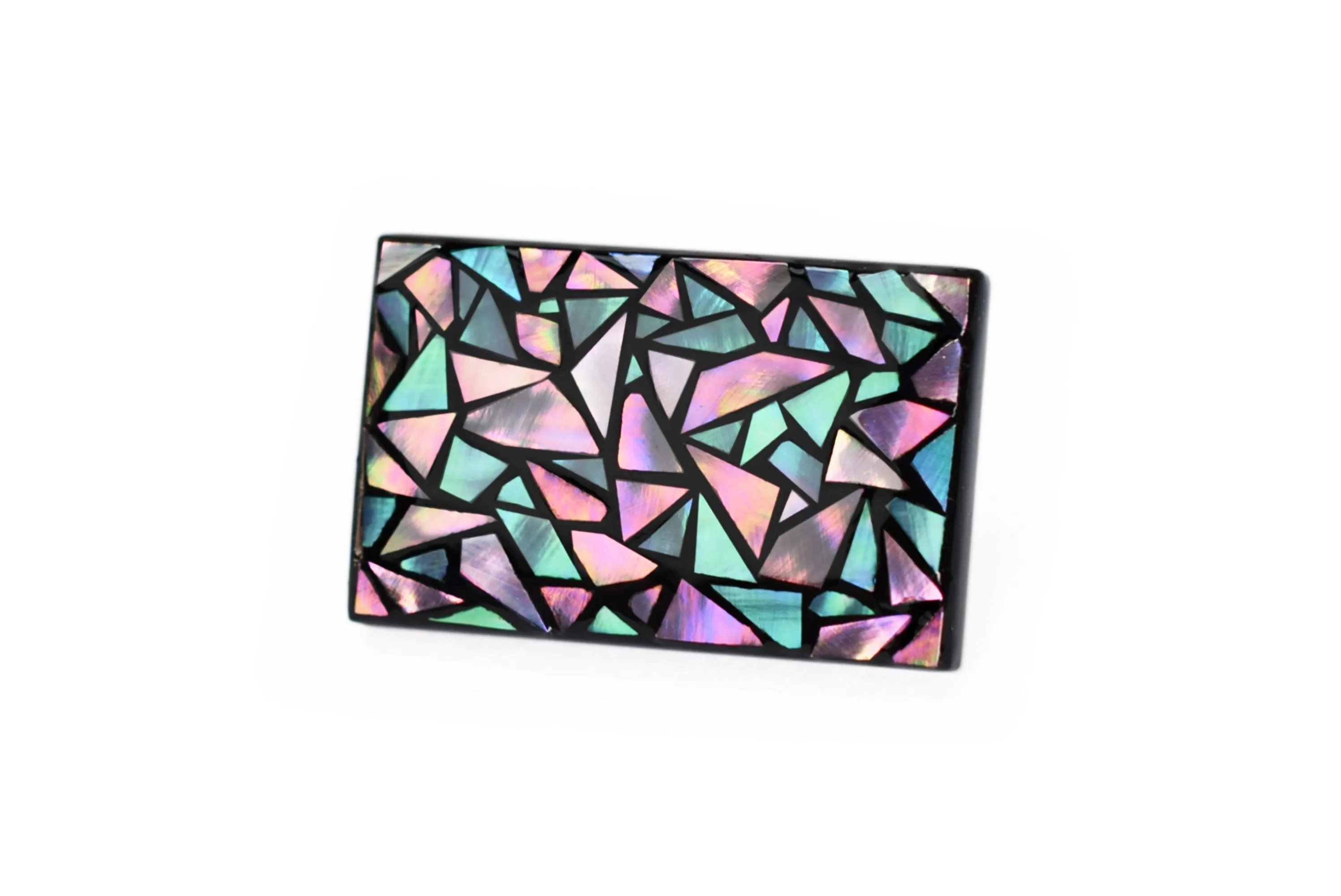 Raden Brooch - Stained Glass Style / Pink Color / Large Size-, Japanese Lacquer Jewelry, Kyoto Jewelry
