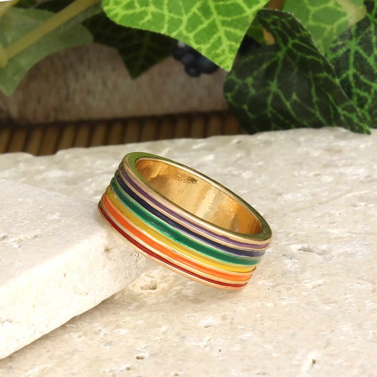 Rainbow Enamel Gold Ring | Assorted