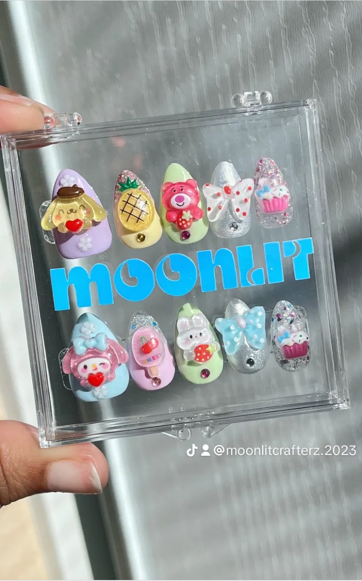 Rainbow Sherbert Kawaii Pastel Press On Nails