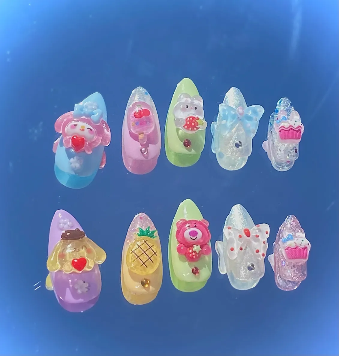 Rainbow Sherbert Kawaii Pastel Press On Nails