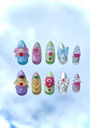 Rainbow Sherbert Kawaii Pastel Press On Nails