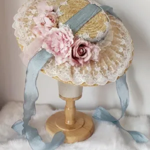 Rainy Rose Petal Earl Grey    Straw Hat Kawaii Academia Y2K Cottagecore Coquette Fairycore Dollette Princesscore