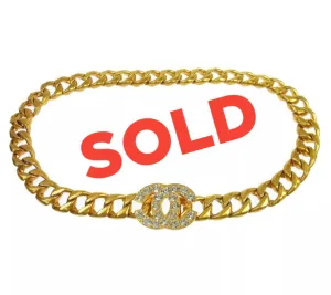 RARE Collectable 95P 1995 Spring Chanel vintage belt gold chain crystal CC
