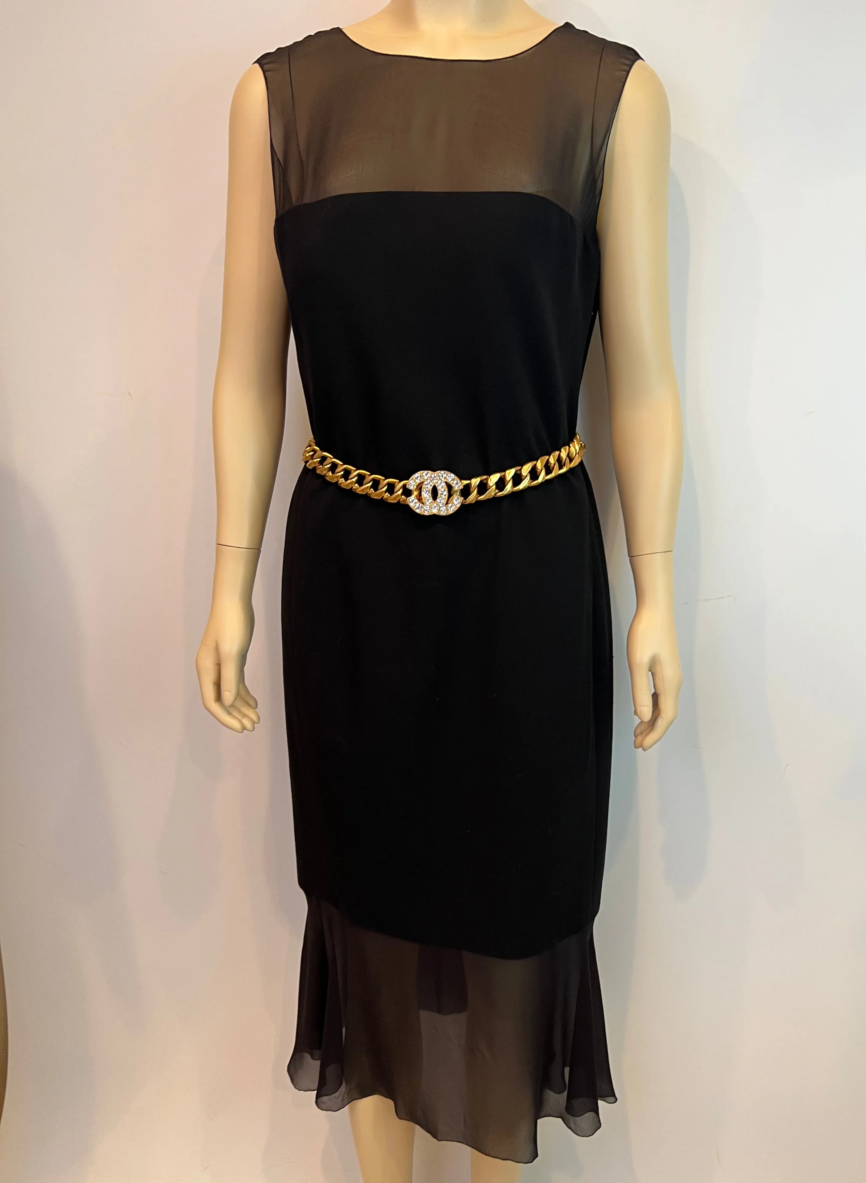 RARE Collectable 95P 1995 Spring Chanel vintage belt gold chain crystal CC