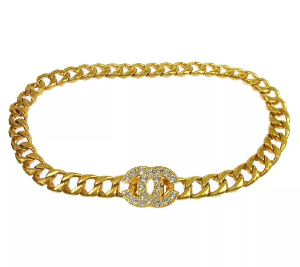 RARE Collectable 95P 1995 Spring Chanel vintage belt gold chain crystal CC