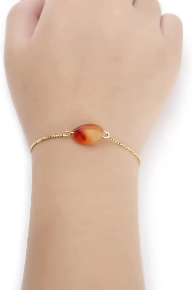 Raw Carnelian Bracelet, Adjustable Bracelet, Crystal, Gold Adjustable Bracelet