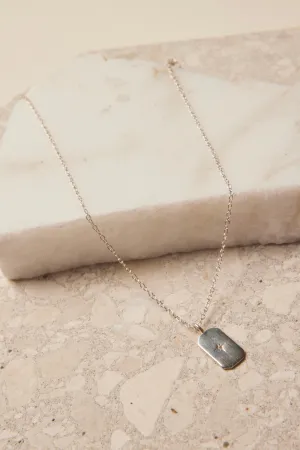 Rectangle Diamonte Pendant Silver Necklace
