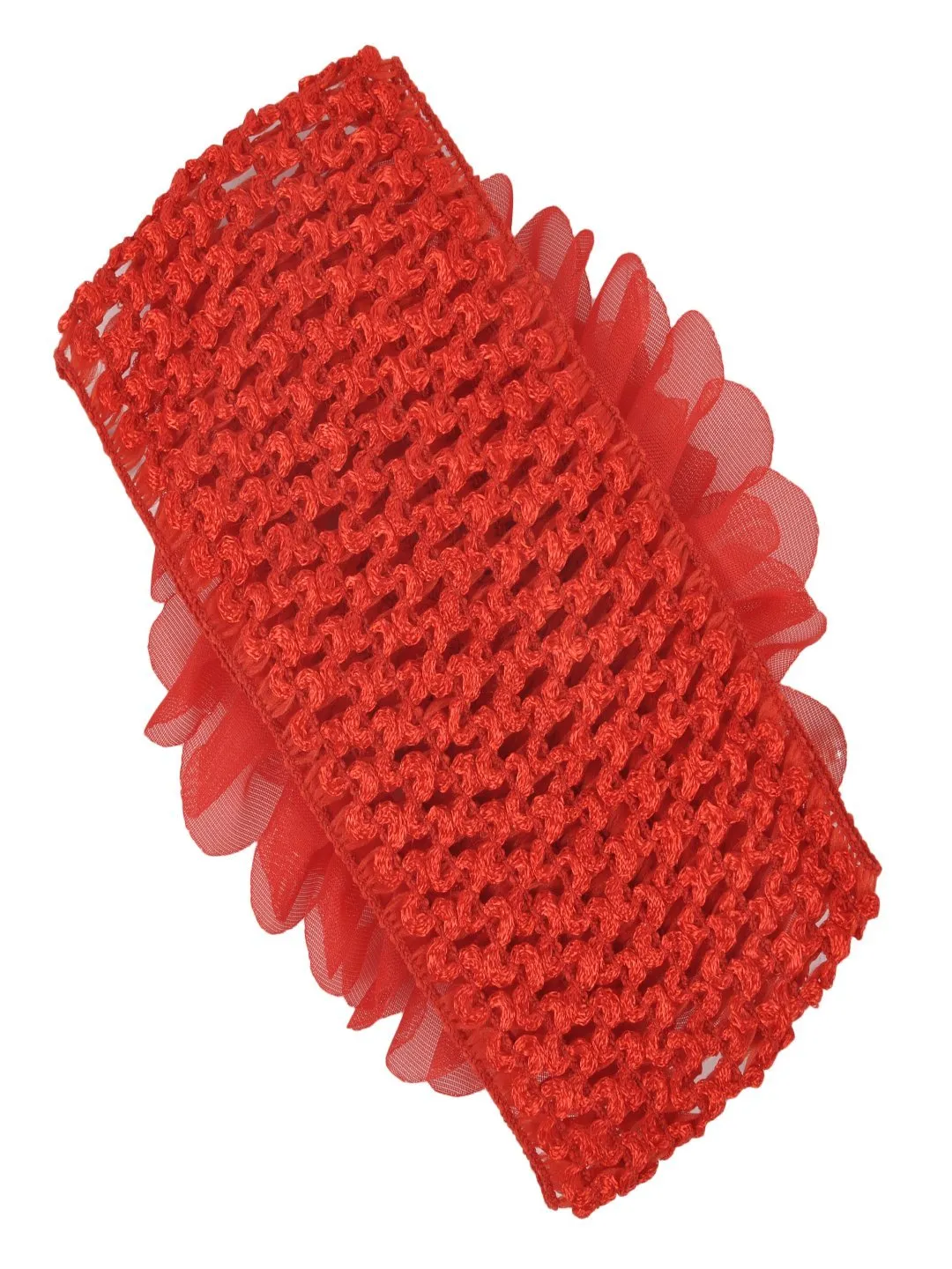 Red Big Ruffle Flower Infant Hairband with String of Pearls