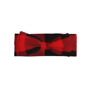 red black buffalo check plaid pattern Prints Baby Bow Headband - Super Stretchy Soft Bows Hair Accessories for Newborn Infant Toddlers Kids Girls - Elastic and Skin-Friendly