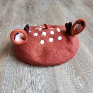 Red Speckled Deer Beret
