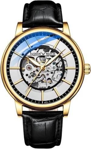 Reginald Men's Mechanical Watches Waterproof Automatic tourbillon Hollow Watches Leather Business Automatic Mechanical Watches